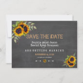 Aquarell Sonnenblumen Chalkboard Save the Date (Vorderseite)