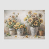 Aquarell-Sonnenblumen-Eimer-Decoupage Seidenpapier (Vorderseite)