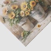 Aquarell-Sonnenblumen-Eimer-Decoupage Seidenpapier (Ausschnitt)
