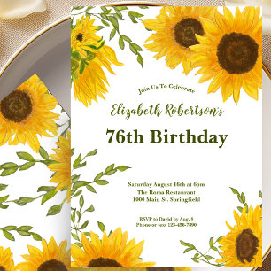 Aquarell-Sonnenblumen-Einladung zum 76. Geburtstag Einladung