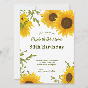 Aquarell-Sonnenblumen-Einladung zum 84. Geburtstag Einladung