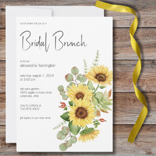 Aquarell-Sonnenblumen & Eukalyptus Braut-Brunch Einladung