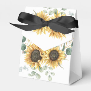 Aquarell-Sonnenblumen-Eukalyptus-Brautparty Geschenkschachtel