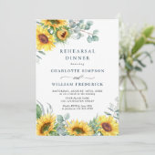 Aquarell Sonnenblumen Eukalyptus Probe Abendessen Einladung (Stehend Vorderseite)