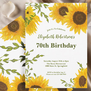 Aquarell-Sonnenblumen Frauen 70. Geburtstag  Einladung