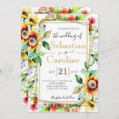 Aquarell Sonnenblumen Goldene Hochzeit Einladung (Vorne/Hinten)