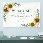 Aquarell-Sonnenblumen-Grün-Hochzeit Banner (Messe)