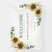 Aquarell-Sonnenblumen-Grün-Hochzeit Banner (Vertikal)