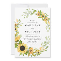Aquarell-Sonnenblumen- & Grün-Hochzeit