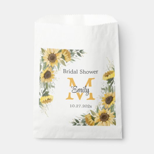 Aquarell Sonnenblumen Grünes Brautparty Geschenktütchen (Vorderseite)