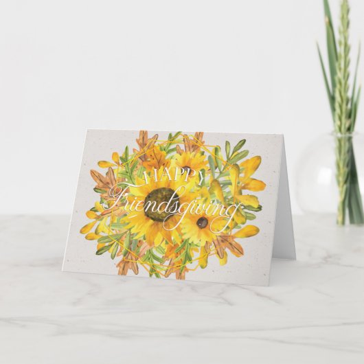 Aquarell Sonnenblumen Happy Friendsgiving Karte (Vorderseite)
