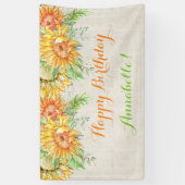 Aquarell Sonnenblumen Hellorange Gelb Grün Banner (Vertikal)