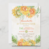 Aquarell Sonnenblumen Hellorange Gelb Grün Einladung (Vorderseite)