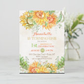 Aquarell Sonnenblumen Hellorange Gelb Grün Einladung (Stehend Vorderseite)