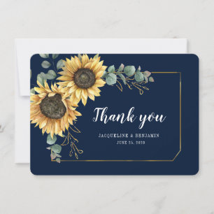 Aquarell-Sonnenblumen-Hochzeit-Dankeschön Mitteilungskarte