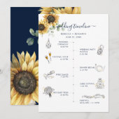 Aquarell-Sonnenblumen-Hochzeits-Itinerary Programm (Vorne/Hinten)