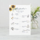 Aquarell-Sonnenblumen-Hochzeits-Itinerary Programm (Stehend Vorderseite)