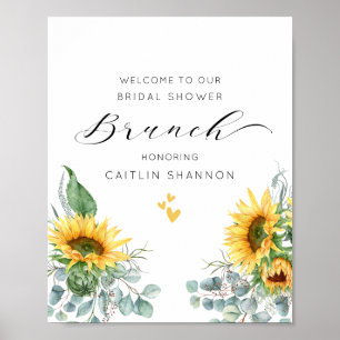 Aquarell-Sonnenblumen-Hochzeitsdusche-Willkommenss Poster