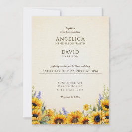Aquarell-Sonnenblumen-Hochzeitseinladung Einladung