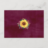 Aquarell Sonnenblumen Hochzeitsempfang Begleitkarte (Rückseite)