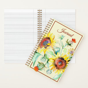 Aquarell-Sonnenblumen-Journal Notizblock