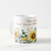 Aquarell-Sonnenblumen-Lehrerdank-Skript Kaffeetasse (Vorderseite Links)