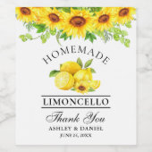 Aquarell Sonnenblumen Limoncello Flaschen Labels Weinetikett (Einzelnes Label)