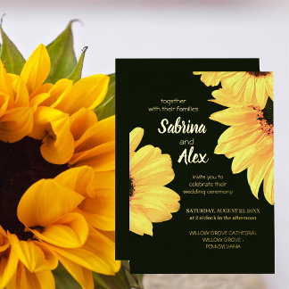 Aquarell-Sonnenblumen Minimalistisches Dunkles Flo Folieneinladung