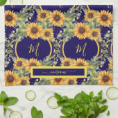 Aquarell Sonnenblumen Monogram Van Gogh Style Geschirrtuch (Gefaltet)