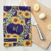 Aquarell Sonnenblumen Monogram Van Gogh Style Geschirrtuch (Viertel Falte)