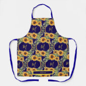 Aquarell Sonnenblumen Monogram Van Gogh Style Schürze (Vorderseite)