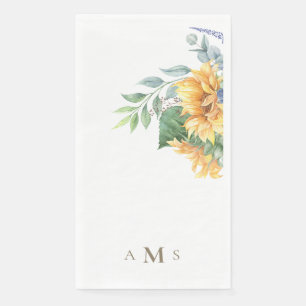 Aquarell-Sonnenblumen-Monogramm II Serviette