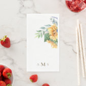 Aquarell-Sonnenblumen-Monogramm II Serviette (Beispiel)