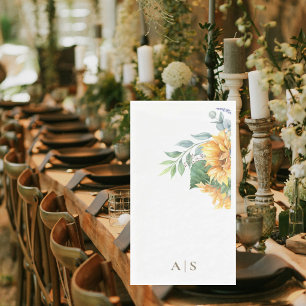 Aquarell-Sonnenblumen-Monogramm Serviette