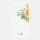 Aquarell-Sonnenblumen-Monogramm Serviette (Vorderseite)