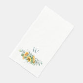 Aquarell-Sonnenblumen-Monogramm Serviette (Ecke)