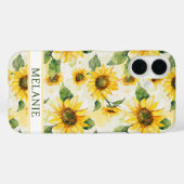 Aquarell-Sonnenblumen monogrammiert Case-Mate iPhone Hülle (Rückseite (Horizontal))
