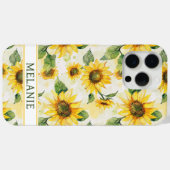 Aquarell-Sonnenblumen monogrammiert Case-Mate iPhone Hülle (Rückseite (Horizontal))