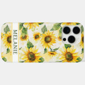 Aquarell-Sonnenblumen monogrammiert Case-Mate iPhone Hülle (Rückseite (Horizontal))