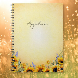 Aquarell-Sonnenblumen-Notizbuch Notizblock