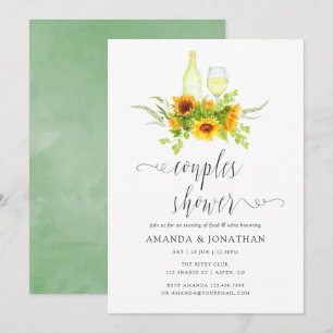 Aquarell Sonnenblumen Paare Dusche Weinprobe Einladung