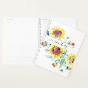 Aquarell-Sonnenblumen personalisiert Planer