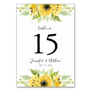 Aquarell-Sonnenblumen   Personalisierte Hochzeit Tischnummer