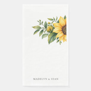 Aquarell-Sonnenblumen Personalisierte Namen Hochze Serviette