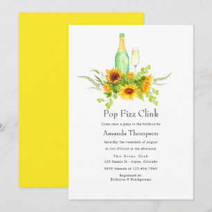 Aquarell-Sonnenblumen Pop Fizz Clink Braut-Shower Einladung