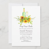 Aquarell Sonnenblumen Pop Fizz Clink Brautparty Einladung (Vorderseite)