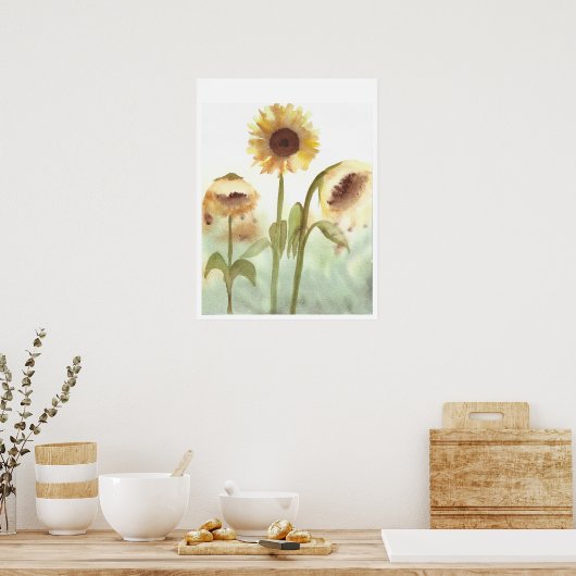 Aquarell Sonnenblumen Printmedien Poster (Küche)