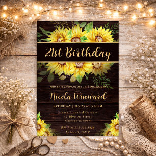 Aquarell-Sonnenblumen-Rahmen Geburtstag Einladung