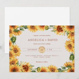 Aquarell-Sonnenblumen-Rahmen Hochzeits-Einladung Einladung