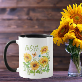 Aquarell Sonnenblumen Schmetterlinge Muttertag Tasse